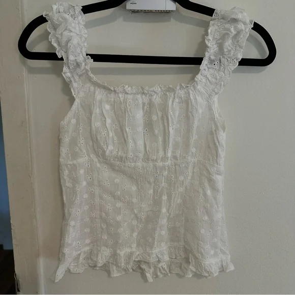 White Eyelet Cotton Sleeveless Top - Picture 3 of 3